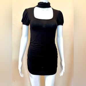 Made in USA Black Puff Sleeve Mini Dress / Long Shirt - Size Small, by mcm